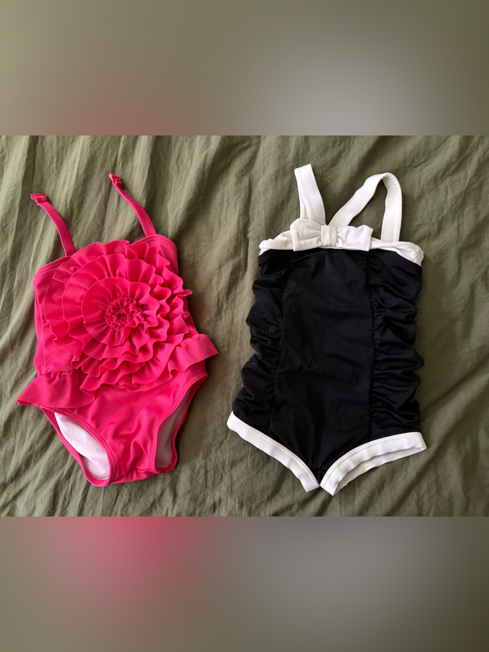 Janie and Jack Pink Ruffle Swimsuit Set with Black & White one piece 6-12 months